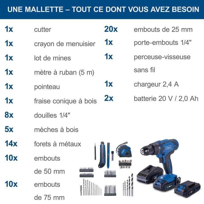 SCHEPPACH C-DTB74/2-X Cordless Drill Driver Kit - 50Nm, 13 mm Chuck + 74 Accessories