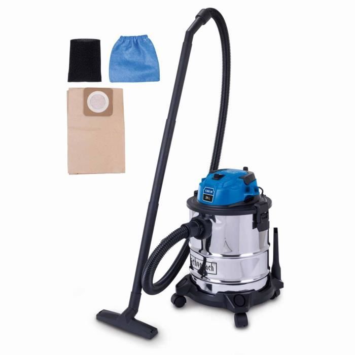 Scheppach VC20 Wet and Dry Vacuum Cleaner - 1300 W - 20 L Stainless Steel Tank
