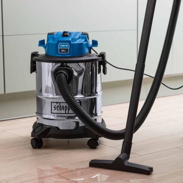 Scheppach VC20 Wet and Dry Vacuum Cleaner - 1300 W - 20 L Stainless Steel Tank