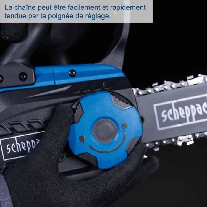 Scheppach C-CS254-X Cordless Chainsaw - 25.4 cm Cutting Length - 20V 4Ah Battery + 2.4A Charger