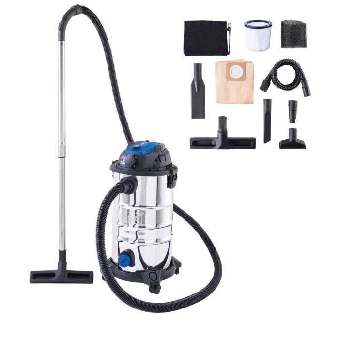 VC30 Premium Wet and Dry Vacuum Cleaner - 1500W - 30 L Stainless Steel Tank - SCHEPPACH