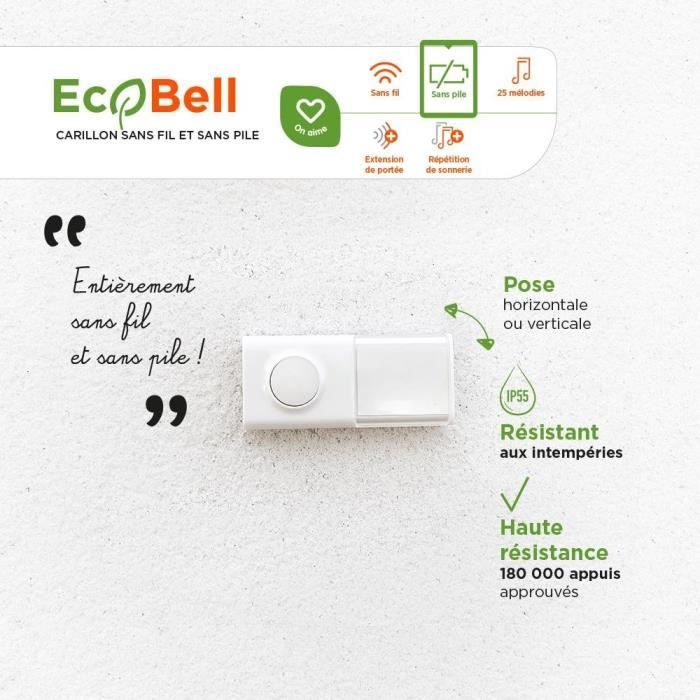 SCS SENTINEL EcoBell 100 Plug-in Doorbell - Wireless - 100 m Range - 25 Melodies