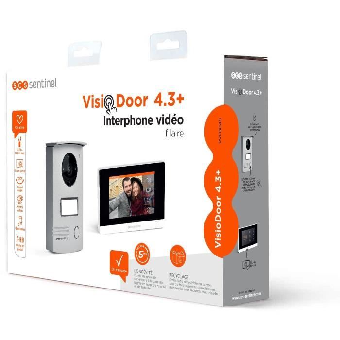 SCS SENTINEL VisioDoor 4.3+ Wired Video Intercom - 4.3" Touchscreen Monitor - Night Vision