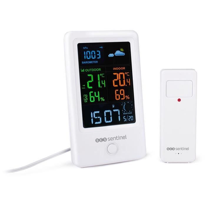 SCS SENTINEL Weather Station with Wireless Outdoor Probe - HCN0076 - White
