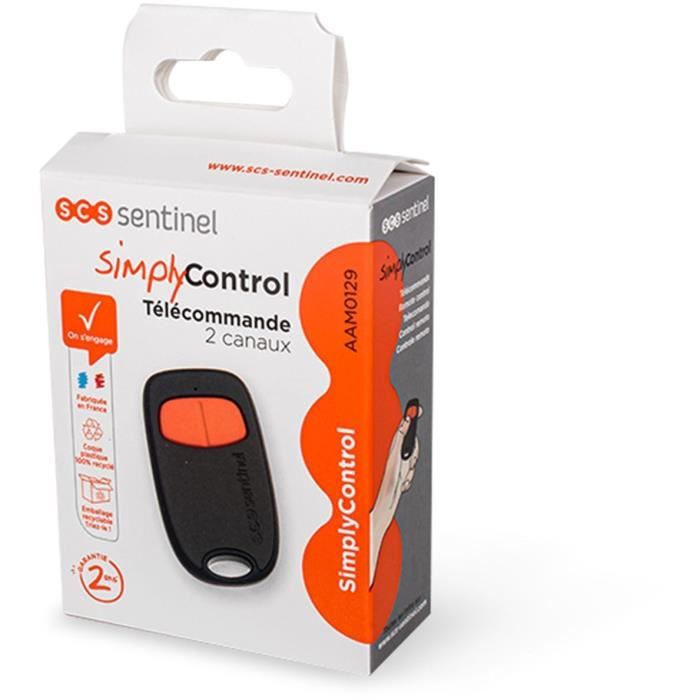 SCS SENTINEL 2-Channel Remote Control - Orange, 40 m Range, 433.92 MHz, CR2032 Battery Included