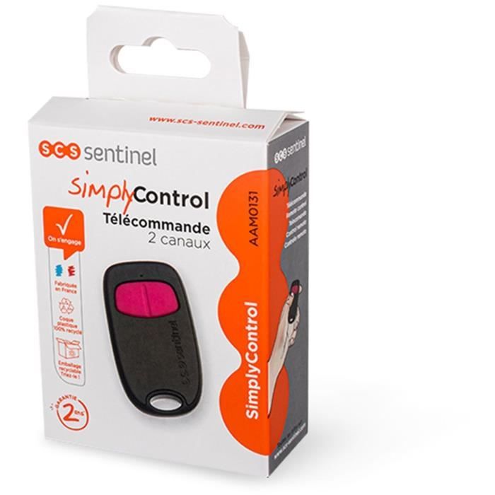 SCS SENTINEL 2-Channel Remote Control - Fuchsia, 40 m Range, 433.92 MHz, CR2032 Battery Included