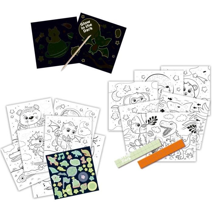 SES Creative 3-in-1 Glow-in-the-Dark Coloring Activity Book - Blue - For Kids