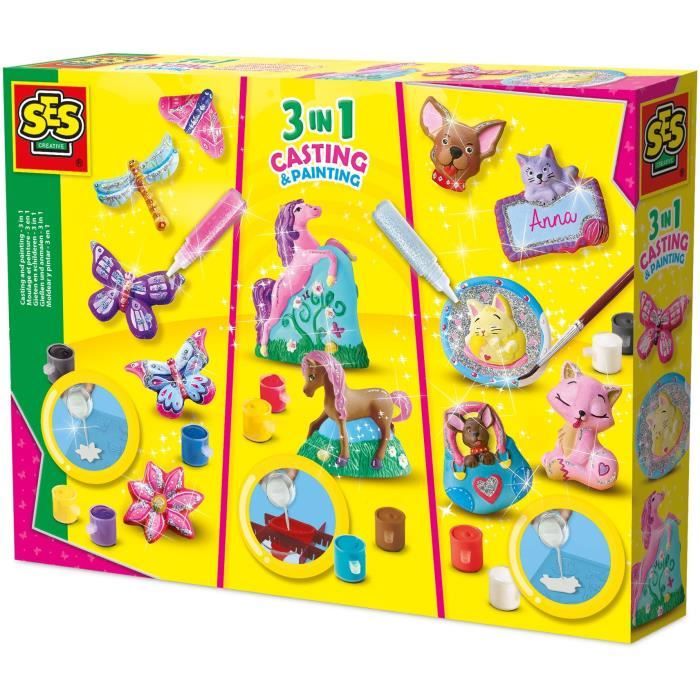 SES Creative - Molding and Painting 3 in 1 - Hobby Pink - 12 Colors - Ages 5+