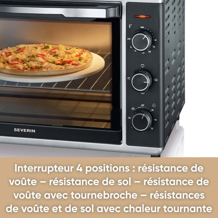 SEVERIN Mini Oven with Convection - TO2058 42 L - 1800W - Black/Stainless Steel 120-Minute
