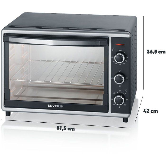 SEVERIN Mini Oven with Convection - TO2058 42 L - 1800W - Black/Stainless Steel 120-Minute