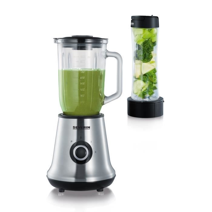 SEVERIN 2-in-1 Blender - SM3737 - 500W - 1 L Glass Jar - 600 ml Bottle Included