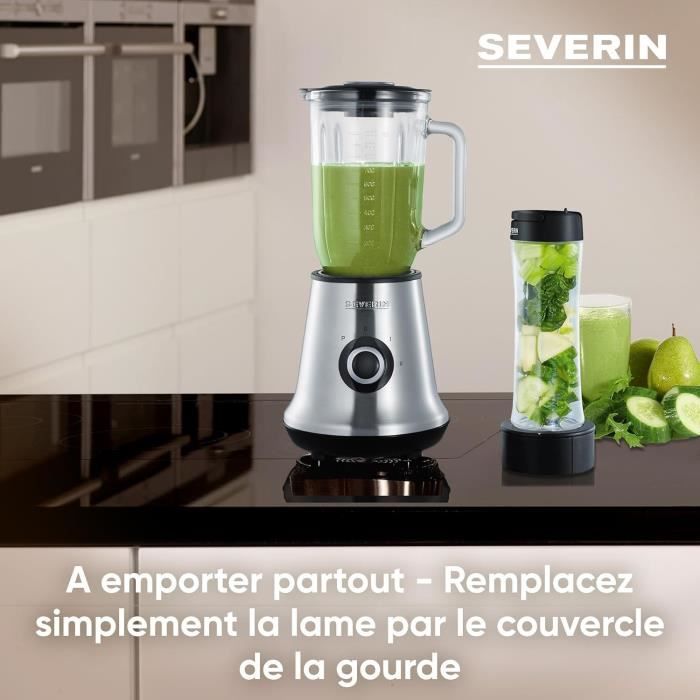 SEVERIN 2-in-1 Blender - SM3737 - 500W - 1 L Glass Jar - 600 ml Bottle Included