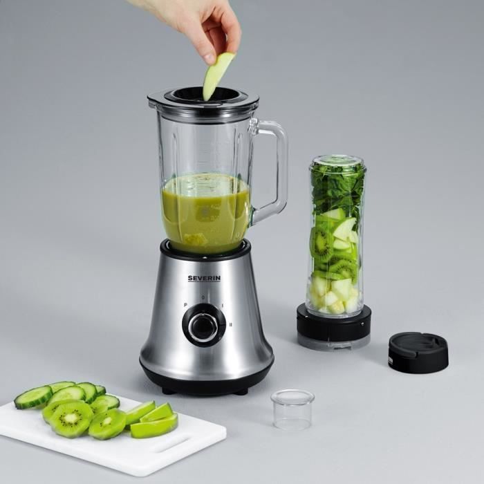 SEVERIN 2-in-1 Blender - SM3737 - 500W - 1 L Glass Jar - 600 ml Bottle Included