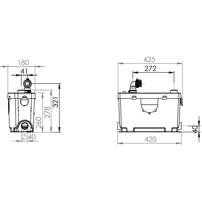 SFA Sanipompe Vite Grey Water Lifting Pump - Evacuates Hot Wastewater