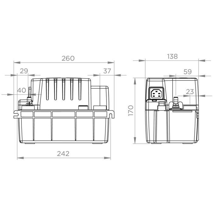 SFA Condensate Removal Pump - Sanicondens Eco V02 - Boiler/ Air Conditioning - 45 dBA - 2 Inlets