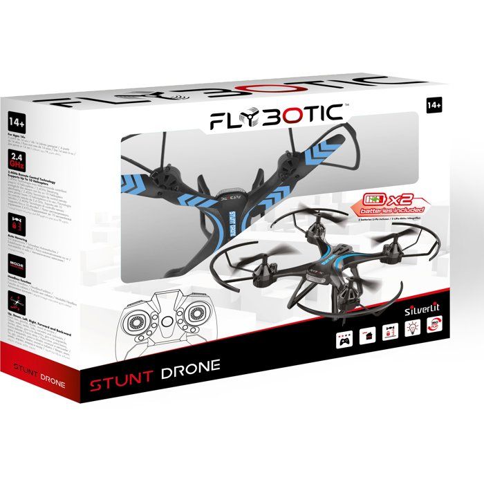 FLYBOTIC Drone - Stunt Drone - 2.4 GHz - Hovering - 360° Flip - 2 Batteries Included - Ages 14+