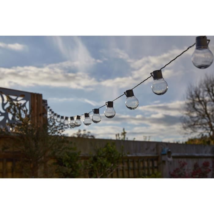 Guirlande solaire SMART GARDEN Globulb 40 LED blanc chaud 13,7 m, panneau solaire, IP44