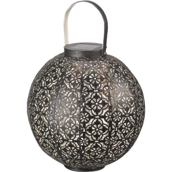 SMART GARDEN Solar Lantern - Openwork Metal Damask - Bronze - Solar Powered - Oriental Ambiance