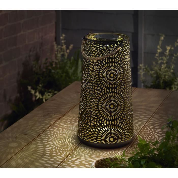 SMART GARDEN Solar Lantern - Muscat XL - 5 Lumens - Cool White LED - Metal - 36.5 x 21.5 x 21.5 cm