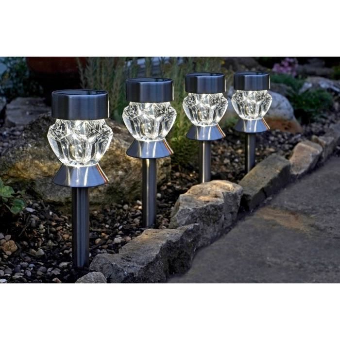 SMART GARDEN Pack of 4 Crystal Glass Solar Lights