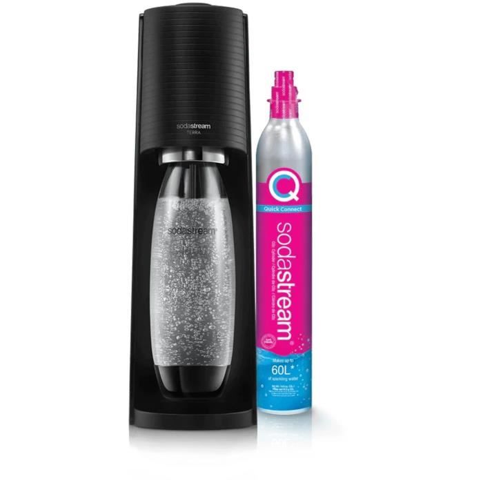 SODASTREAM Soda Maker - TERRA Black - 1 Dishwasher-Safe Bottle - 1 x 60 L Gas Refill