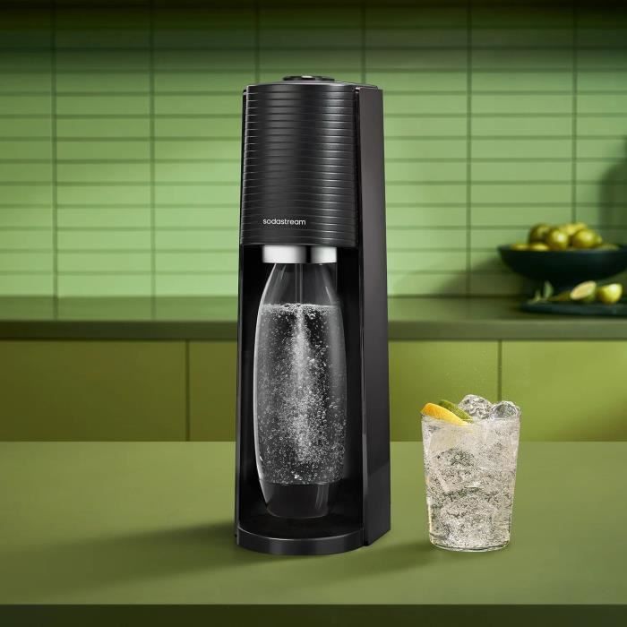 SODASTREAM Soda Maker - TERRA Black - 1 Dishwasher-Safe Bottle - 1 x 60 L Gas Refill