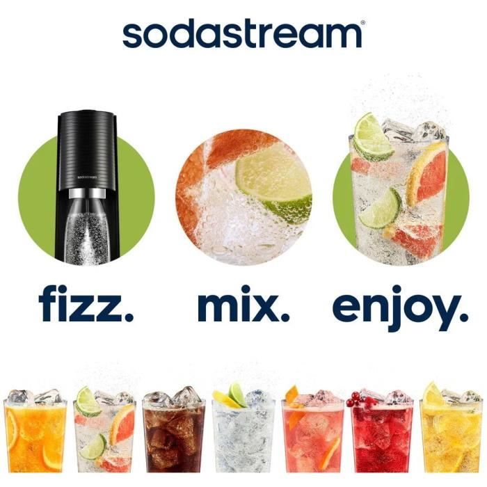 SODASTREAM Soda Maker - TERRA Black - 1 Dishwasher-Safe Bottle - 1 x 60 L Gas Refill