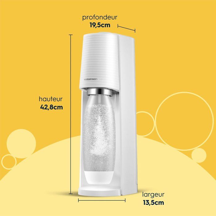 SODASTREAM Soda Maker - TERRA White - 2 Dishwasher-Safe Bottles - 1 x 60 L Gas Refill