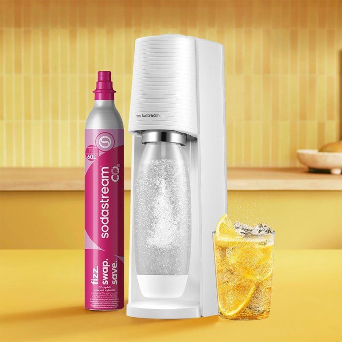 SODASTREAM Soda Maker - TERRA White - 2 Dishwasher-Safe Bottles - 1 x 60 L Gas Refill