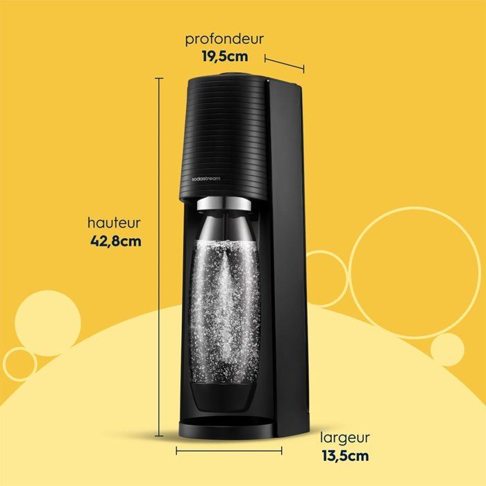 SODASTREAM Soda Maker - TERRA Black - 2 Dishwasher-Safe Bottles - 1 x 60 L Gas Refill