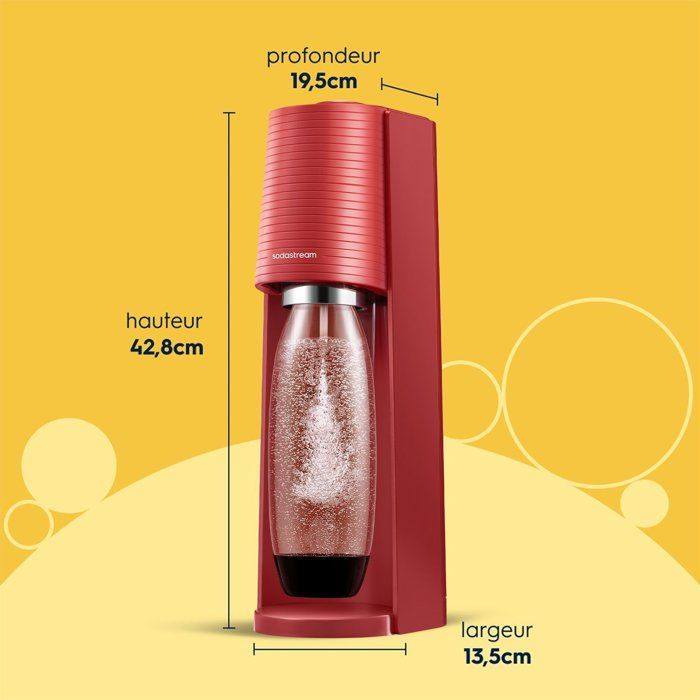 SODASTREAM Soda Maker - TERRA Red - 1 Dishwasher-Safe Bottle - 1 x 60 L Gas Refill