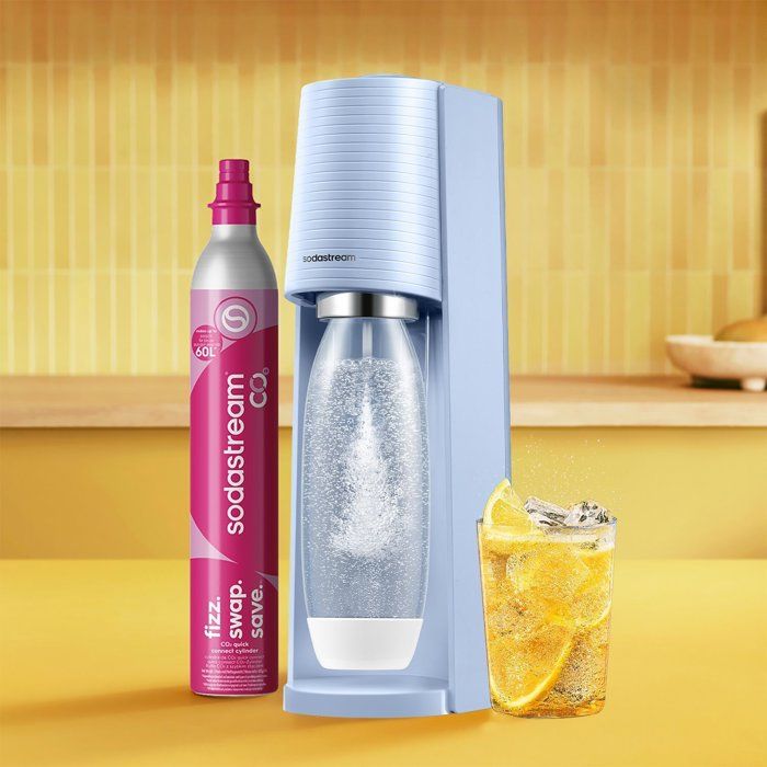 SODASTREAM Soda Maker - TERRA Blue - 1 Dishwasher-Safe Bottle - 1 x 60 L Gas Refill