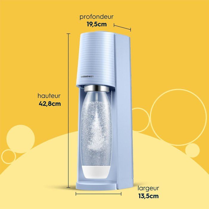 SODASTREAM Soda Maker - TERRA Blue - 1 Dishwasher-Safe Bottle - 1 x 60 L Gas Refill