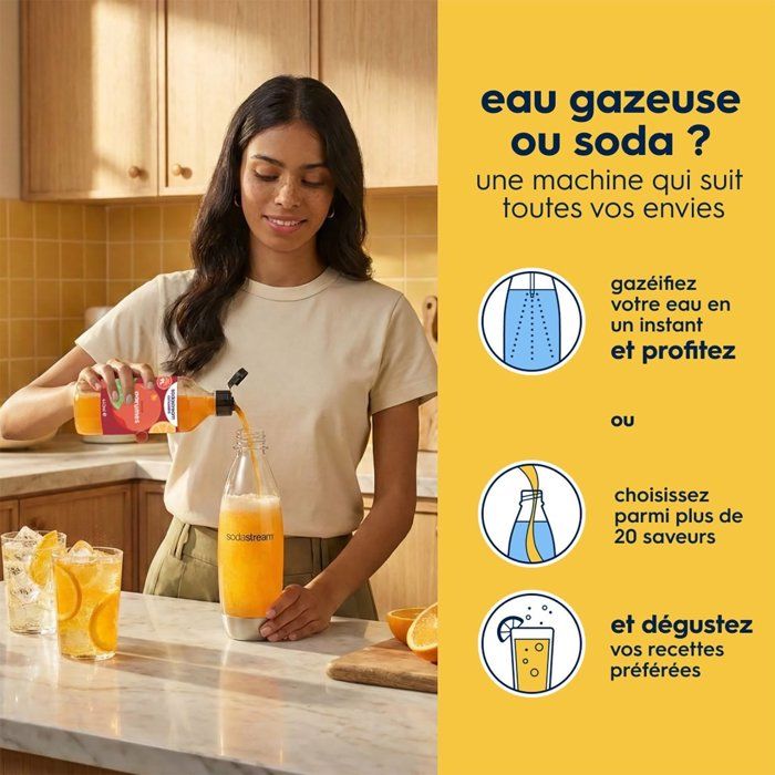 SODASTREAM Soda Maker - TERRA Blue - 1 Dishwasher-Safe Bottle - 1 x 60 L Gas Refill