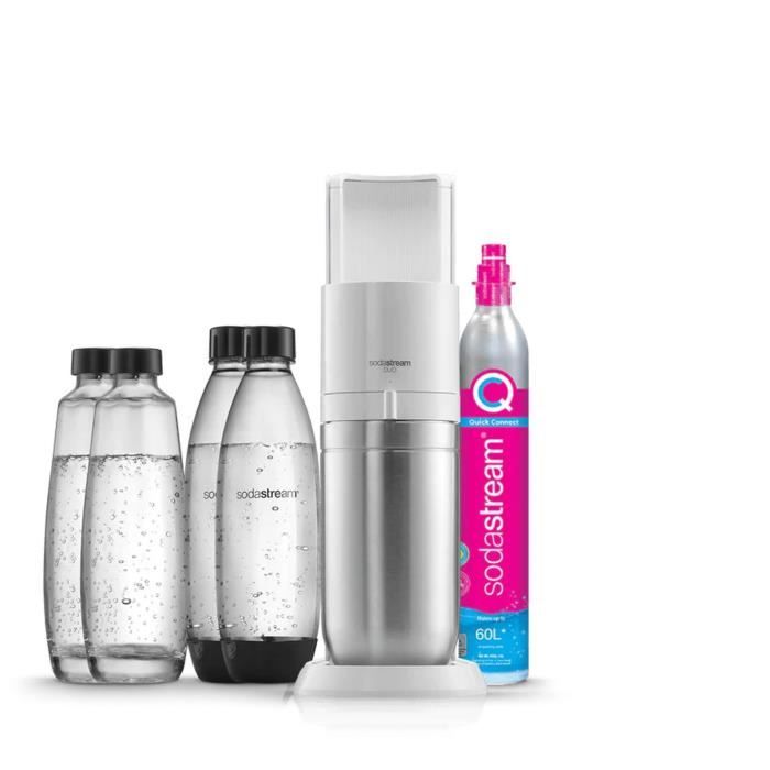 SODASTREAM DUO Soda and Sparkling Water Maker - 2 Glass Carafes - 1 60 L Gas Refill