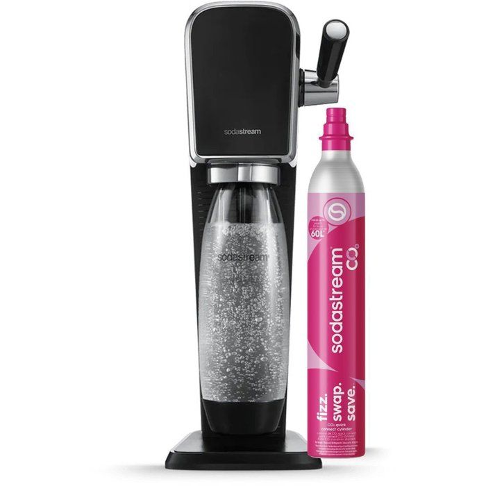 Machine a soda et eau pétillante - SODASTREAM - ART - 1 bouteille compatible lave-vaiselle - 1 recharge de gaz 60 L - Noir