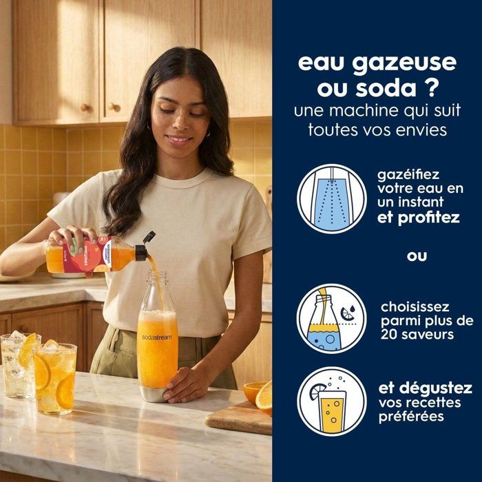 Machine a soda et eau pétillante - SODASTREAM - ART - 1 bouteille compatible lave-vaiselle - 1 recharge de gaz 60 L - Noir