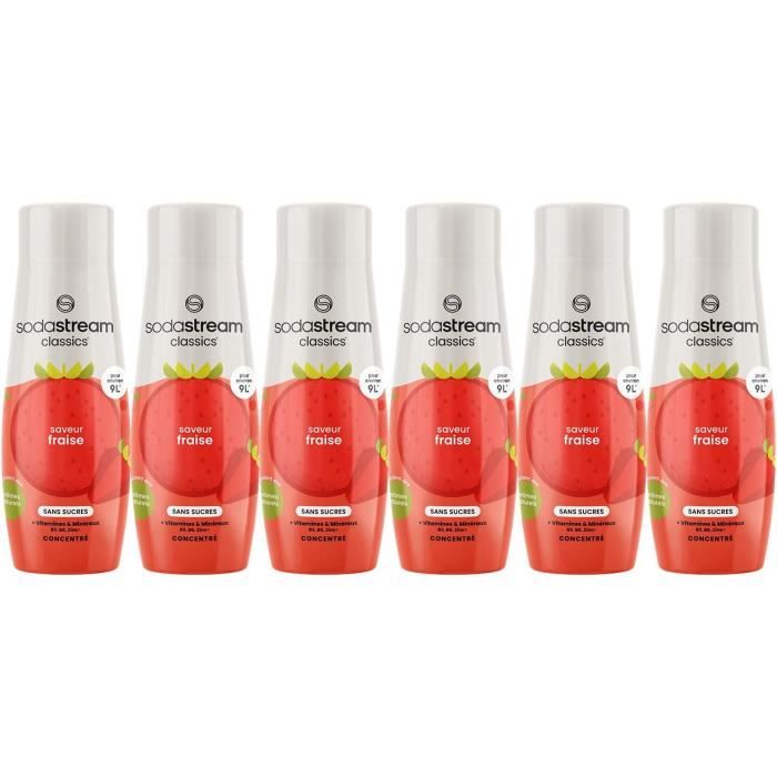 SODASTREAM Sugar-Free Strawberry Concentrates - Pack of 6 - Makes up to 54 L - 440 ml