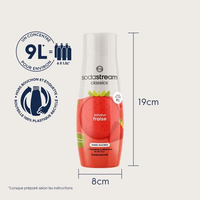 SODASTREAM Sugar-Free Strawberry Concentrates - Pack of 6 - Makes up to 54 L - 440 ml