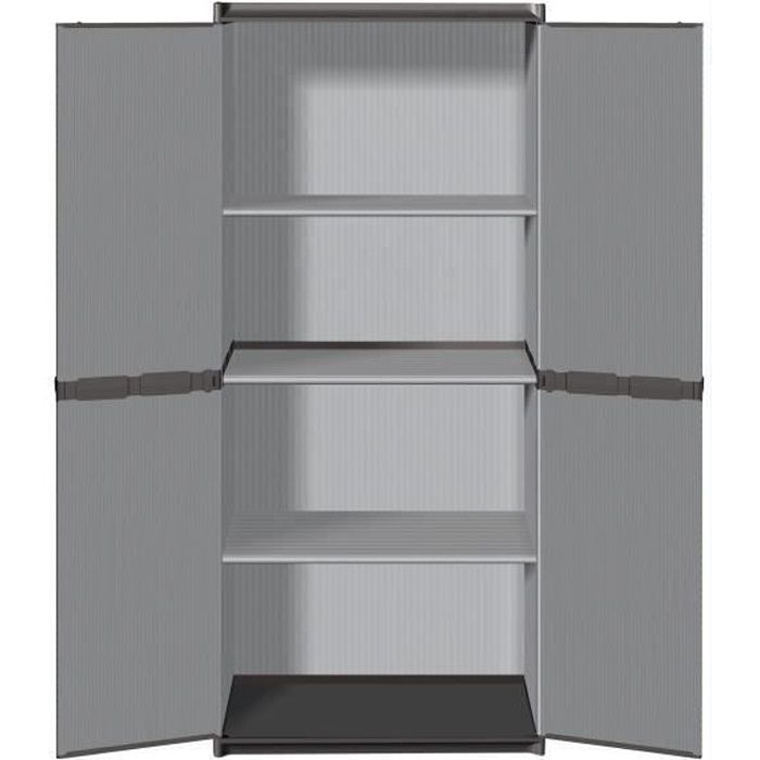 TOOD Tall Resin Storage Cabinet - 3 Shelves - Grey
