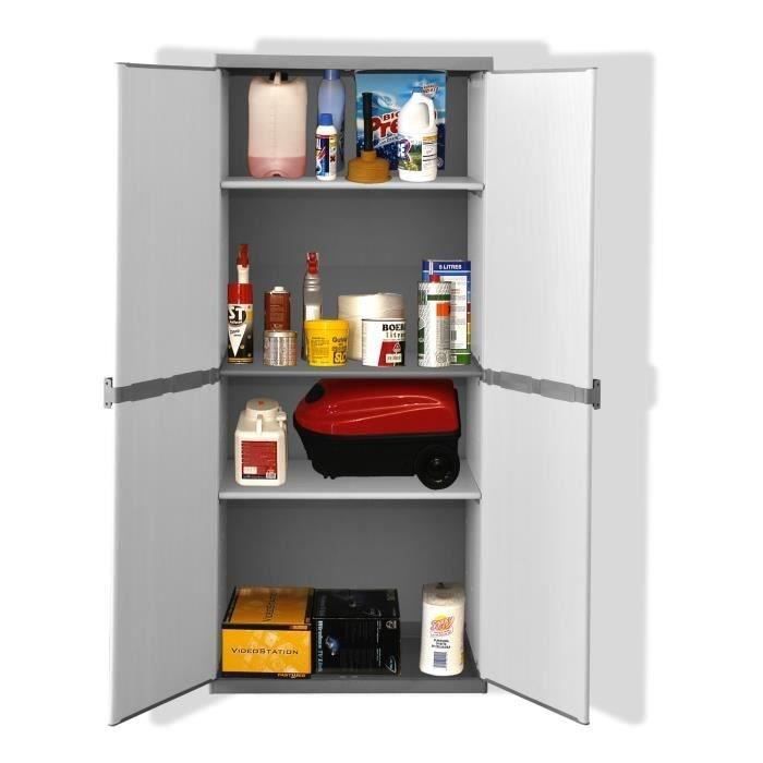 TOOD Tall Resin Storage Cabinet - 3 Shelves - Grey