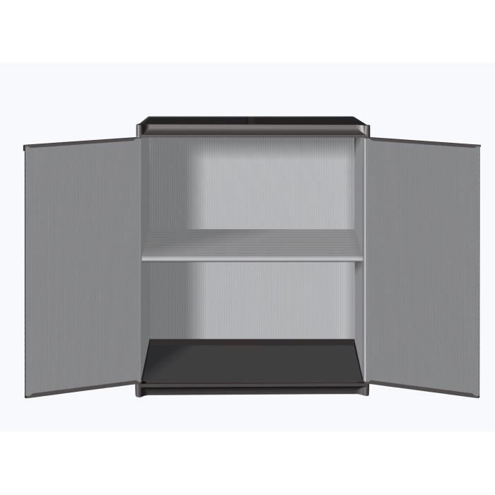 TOOD Low Resin Storage Cabinet - 1 Shelf, 2 Doors - Grey - 68 x 39.5 x 85 cm
