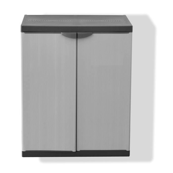 TOOD Low Resin Storage Cabinet - 1 Shelf, 2 Doors - Grey - 68 x 39.5 x 85 cm