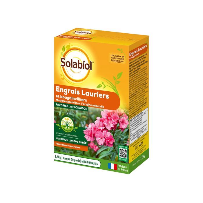 SOLABIOL Laurel & Bougainvillea Fertilizer - 1.5 kg - Up to 30 plants - Promotes flowering and growth