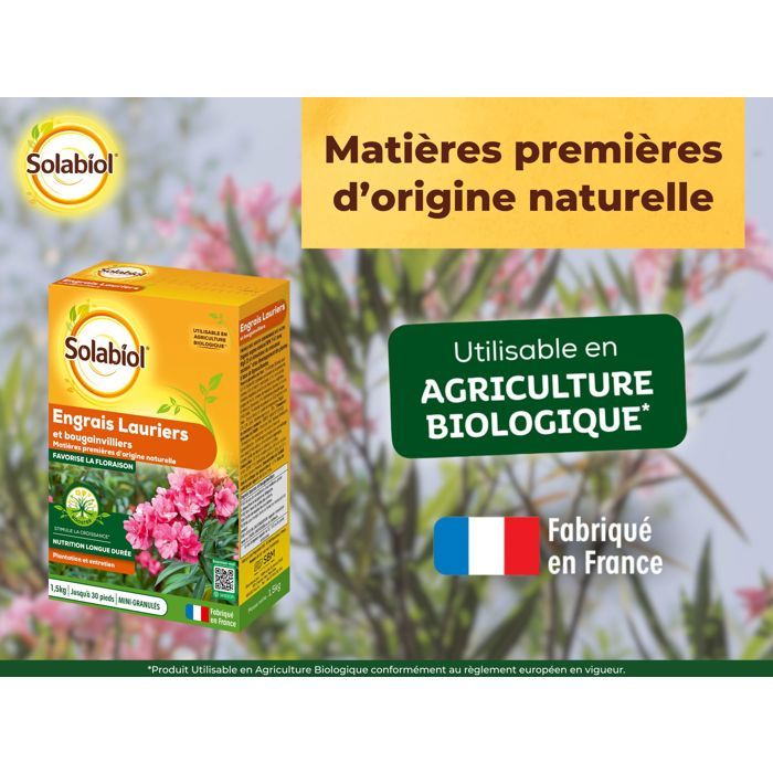 SOLABIOL Laurel & Bougainvillea Fertilizer - 1.5 kg - Up to 30 plants - Promotes flowering and growth