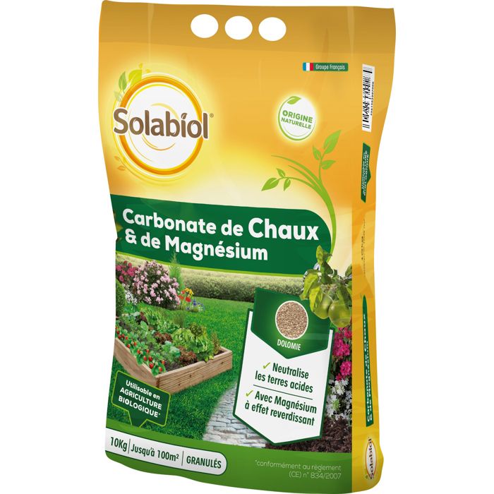 SOLABIOL Lime & Magnesium Carbonate - 10 kg - Granules - Corrects soil acidity - Gradual & long-lasting action