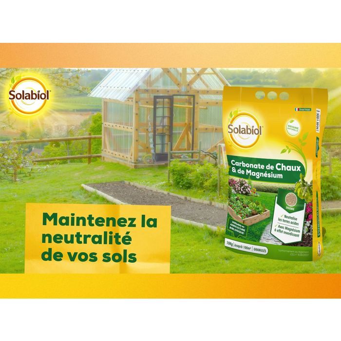 SOLABIOL Lime & Magnesium Carbonate - 10 kg - Granules - Corrects soil acidity - Gradual & long-lasting action