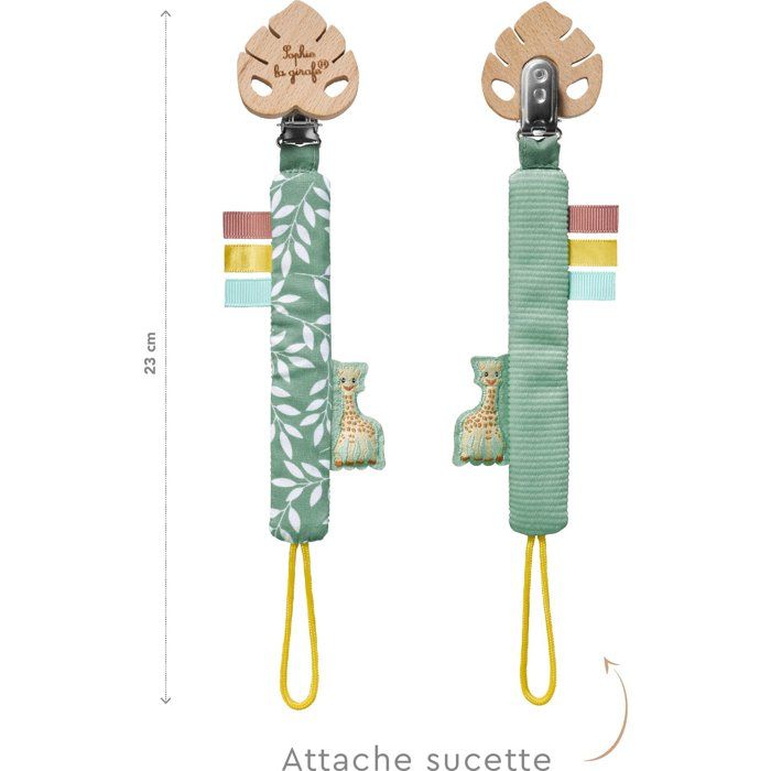 SOPHIE THE GIRAFFE Pacifier Clip - Jungle - Fabric Clip - Soft Materials - Pastel Colors