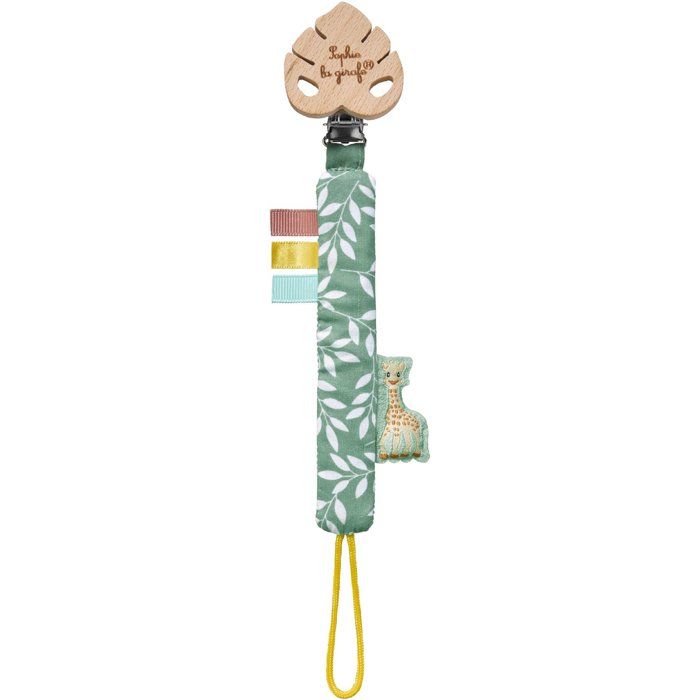SOPHIE THE GIRAFFE Pacifier Clip - Jungle - Fabric Clip - Soft Materials - Pastel Colors