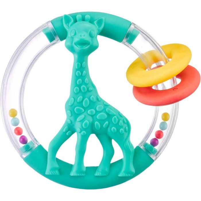 Hochet Silhouette 2-en-1 - SOPHIE LA GIRAFE - Silhouette Sophie - Anneaux colorés - Billes sonores